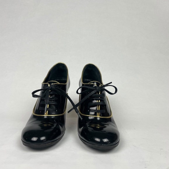 Christian Louboutin Patent Leather Heels Black Patent with Gold Size 36.5 EU - Picture 4 of 7